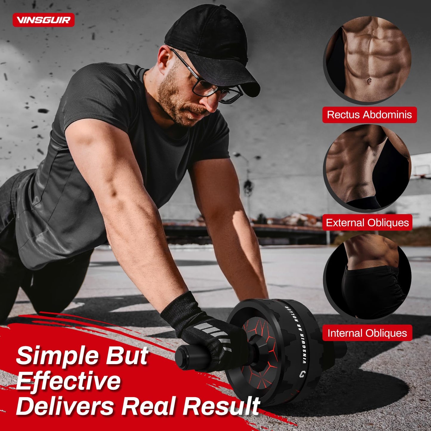 Vinsguir Ab Roller Wheel, Abs Workout Equipment for Abdominal & Core Strength Training, Exercise Wheels for Home Gym, Fitness Equipment for Core Workout with Knee Pad Accessories