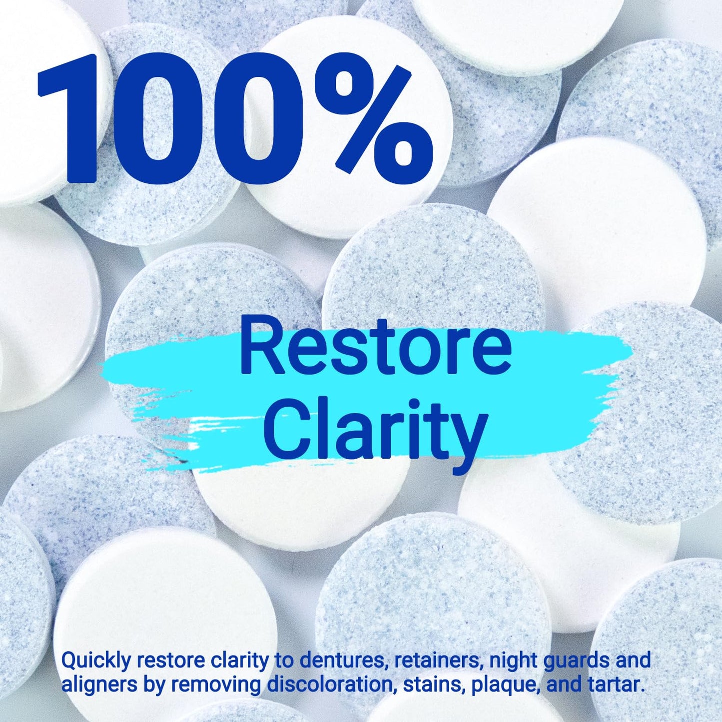 MySmile Retainer Cleaner with 120 Denture Cleaning Tablets, Quickly Remove Odors, Discoloration Stains & Plaque from Aligner, Mouth Guard, Night Guard and More Dental Appliances (Mint+Orange Flavor)