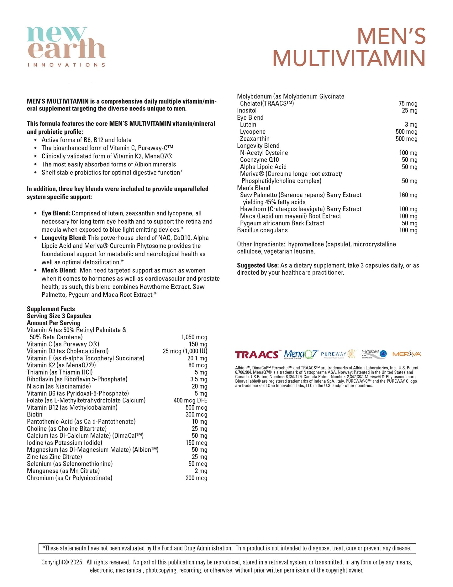 Men's Daily Multivitamin - New Earth Innovations Supplement