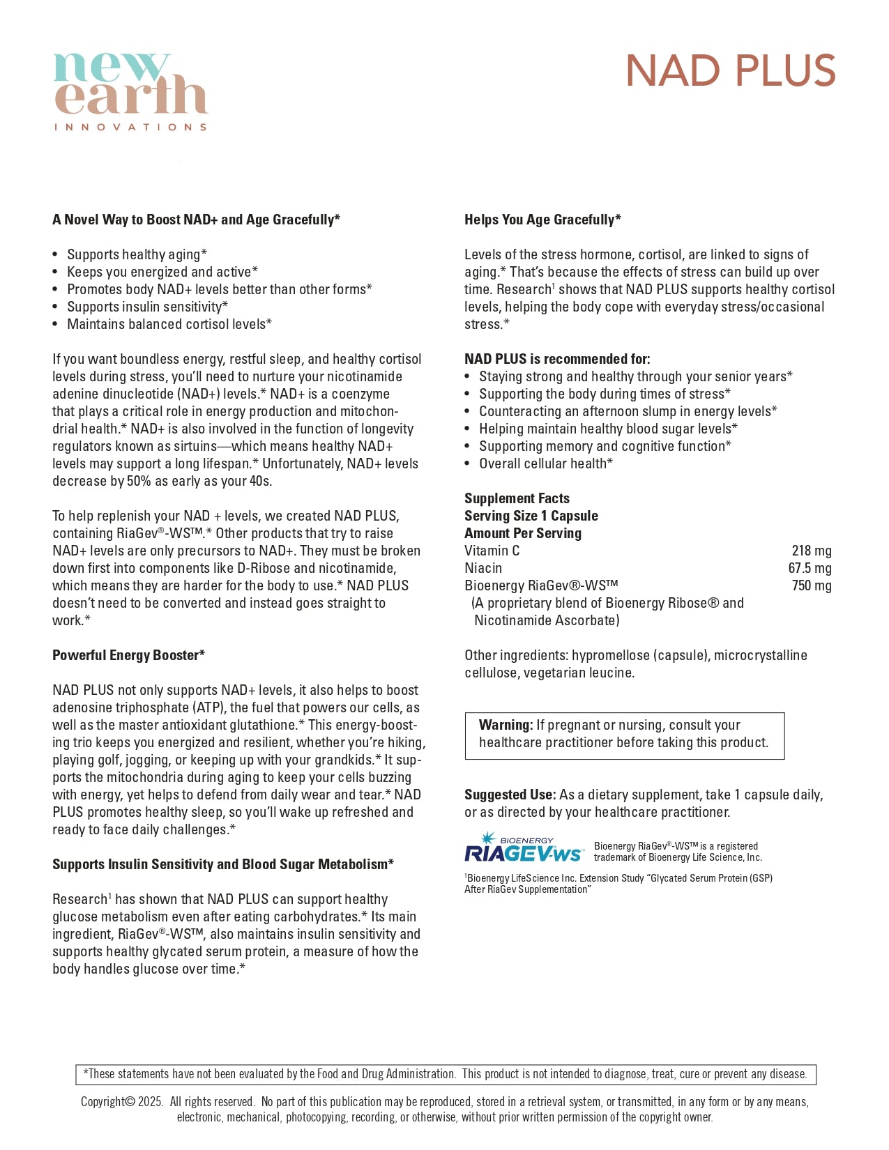 Anti-Aging NAD Plus - New Earth Innovations Supplements