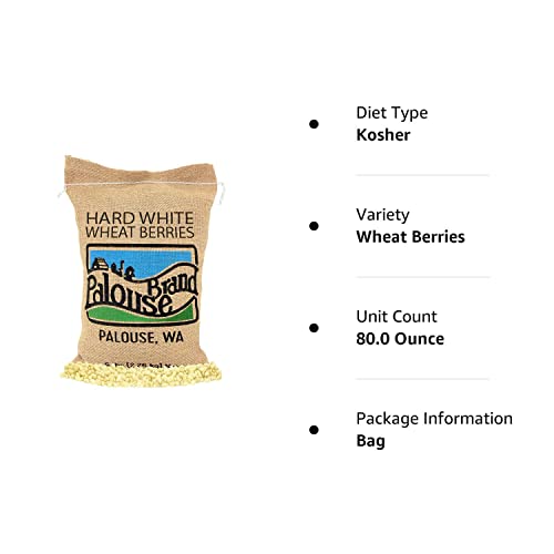 Non-GMO Project Verified Hard White Wheat Berries | 5 LB Burlap Bag | 100% Non-Irradiated | Kosher Parve | USA Grown | Field Traced