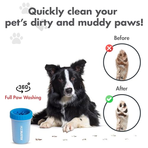 Dexas MudBuster Portable Dog Paw Washer/Paw Cleaner, Medium, Pro Blue