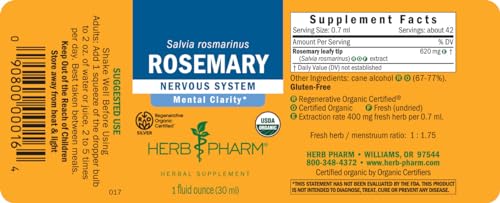 Herb Pharm Certified Organic Rosemary Liquid Extract, 1 Fl Oz (Packaging May Vary)