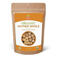 SPICY ORGANIC Ceylon Nutmeg Whole - 8 oz (40-50 nuts) - Certified USDA Organic- Fresh Whole Nutmeg Spice for Both Sweet and Savory Dishes, Such as Desserts, Baked Goods, Soups, Sauces, and Beverages.