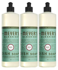 MRS. MEYER'S CLEAN DAY Liquid Dish Soap, Biodegradable Formula, Basil, 16 fl. oz - Pack of 3