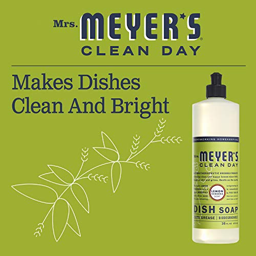 MRS. MEYER'S CLEAN DAY Liquid Dish Soap, Biodegradable Formula, Lemon Verbena, 16 fl. oz - Pack of 3