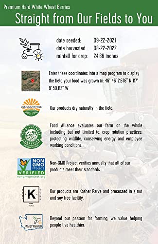 Non-GMO Project Verified Hard White Wheat Berries | 5 LB Burlap Bag | 100% Non-Irradiated | Kosher Parve | USA Grown | Field Traced