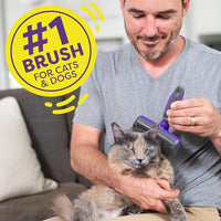 Hertzko Self-Cleaning Dog & Cat Slicker Brush for Pets with Long Or Short Hair, Dog Brush for Shedding Short Hair, Cat & Dog Grooming Brush, Cat Comb, Dog Comb, Deshedding Dog Brush - Purple