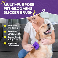 Hertzko Self-Cleaning Dog & Cat Slicker Brush for Pets with Long Or Short Hair, Dog Brush for Shedding Short Hair, Cat & Dog Grooming Brush, Cat Comb, Dog Comb, Deshedding Dog Brush - Purple