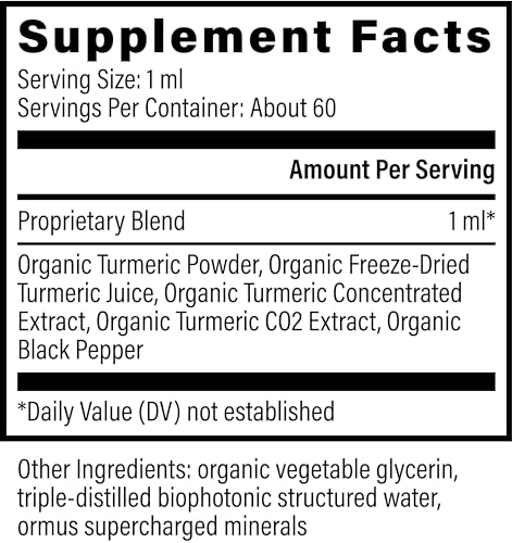 Global Healing Organic Turmeric Curcumin Supplement with Black Pepper Extract Liquid Drops to Support Joint Mobility Relief and Digestive Health Multi Turmeric Supplement- 2 Fl Oz