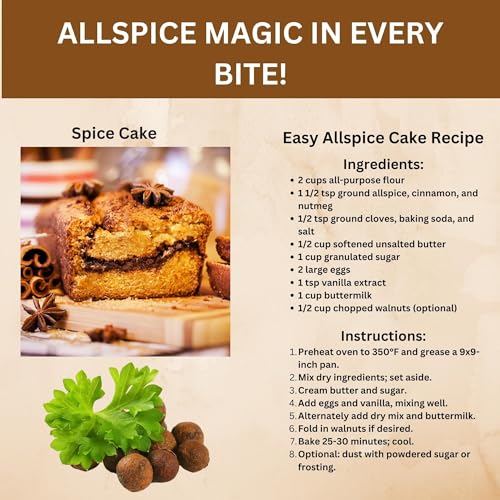 SPICY ORGANIC Pure Organic Allspice Ground 4 oz. - Certified USDA Organic - Allspice Seasoning for Baking, Marinades, Pickling, Stews, Sauces, and Beverages