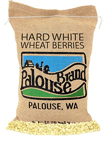 Non-GMO Project Verified Hard White Wheat Berries | 5 LB Burlap Bag | 100% Non-Irradiated | Kosher Parve | USA Grown | Field Traced