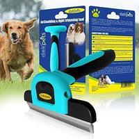 DakPets Deshedding Tool | Stainless Steel Grooming Brush for Shedding Fur Removal - Cats and Dogs