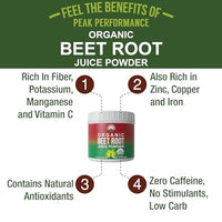 Organic Beet Root Powder - Ultra High Purity Super Food Beets Juice Powder. 100% Pure Nitric Oxide Boosting Beetroot Supplement. Keto, Paleo, Vegan Reds Superfood Rich in Polyphenols