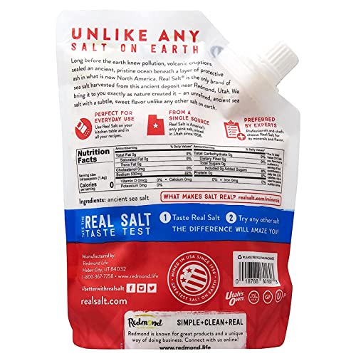 Redmond Real Sea Salt - Natural Unrefined Gluten Free Kosher, 16 Ounce Pouch (1 Pack)