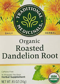 Traditional Medicinals Tea, Organic Roasted Dandelion Root, Supports Kidney Function & Healthy Digestion, 16 Tea Bags