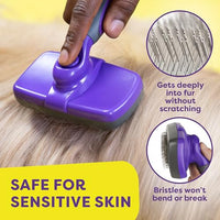 Hertzko Self-Cleaning Dog & Cat Slicker Brush for Pets with Long Or Short Hair, Dog Brush for Shedding Short Hair, Cat & Dog Grooming Brush, Cat Comb, Dog Comb, Deshedding Dog Brush - Purple