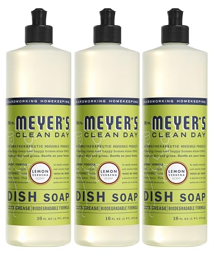 MRS. MEYER'S CLEAN DAY Liquid Dish Soap, Biodegradable Formula, Lemon Verbena, 16 fl. oz - Pack of 3