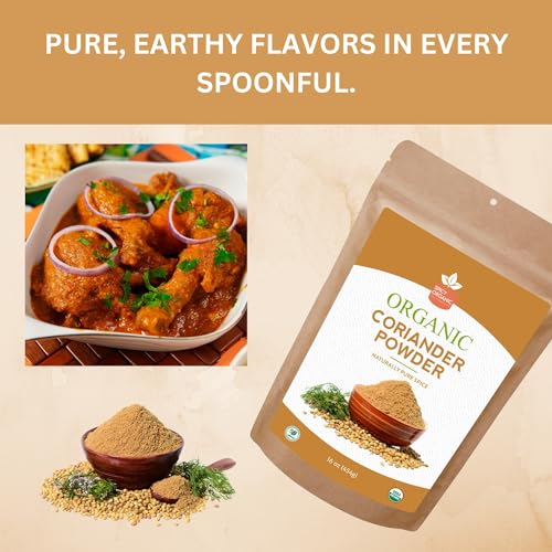 SPICY ORGANIC Ground Coriander Seed Powder – 4 oz Pack - Authentic Coriander Spice for Cooking - Freshly Ground, Certified USDA Organic, and Aromatic