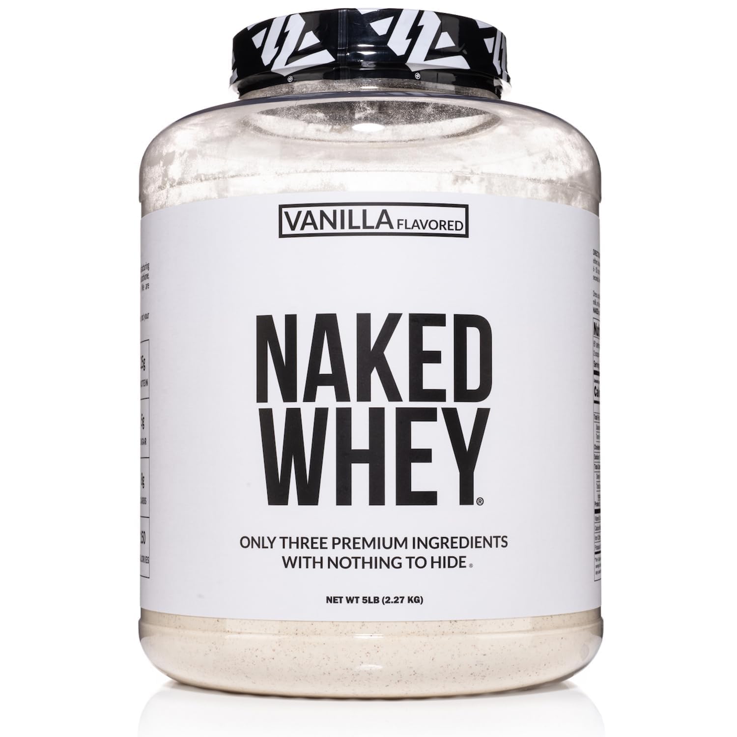 NAKED Vanilla Whey Protein Powder - All Natural Grass Fed Whey Protein Powder, Vanilla Flavor, Organic Coconut Sugar, 5Lb Bulk, GMO-Free, Soy Free, Gluten Free - 61 Servings