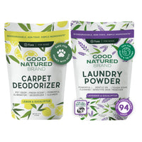 Good Natured Brand Laundry Bundle | Carpet Freshener Lemon & Eucalyptus 47oz | Pet-Friendly Carpet Deodorizer | Laundry Powder Lavender & Eucalyptus 47oz| Hypoallergenic Laundry Powder 94 Loads