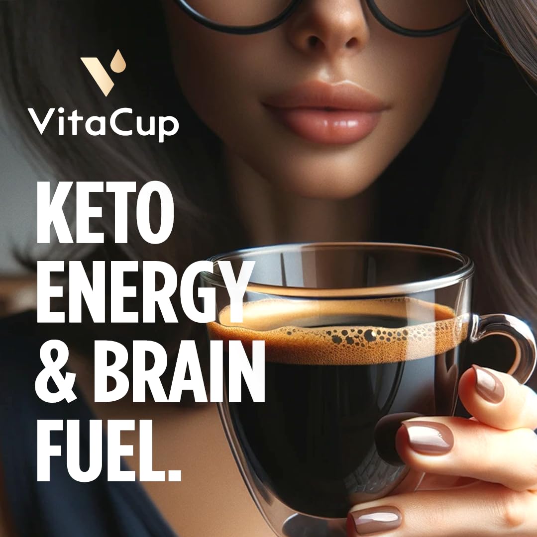 VitaCup Genius Ground Keto Coffee w/Turmeric, MCT Oil, B Vitamins, D3, Ground Coffee Medium Dark Roast, Bold & Smooth, 100% Arabica Coffee Grounds, 11 oz