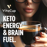 VitaCup Genius Ground Keto Coffee w/Turmeric, MCT Oil, B Vitamins, D3, Ground Coffee Medium Dark Roast, Bold & Smooth, 100% Arabica Coffee Grounds, 11 oz