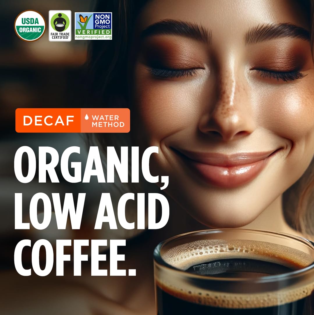 VitaCup Organic Perfect Dark Roast Decaf Coffee Pod for Pure & Clean Energy, Antioxidants, Low Acid, Guatemala Single Origin in Recyclable Single Serve Pod compatible w/Keurig K-Cup Brewers,16CT