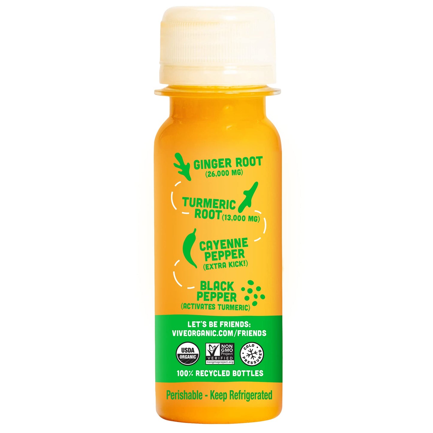 Vive Organic Immune Support Shot, Cold-Pressed Ginger, Turmeric & Cayenne, Gluten Free, Vegan, Immunity Boost Cayenne, 2 Fl Oz (Pack of 12)