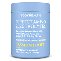 BodyHealth PerfectAmino Electrolytes Powder, Hydration Powder, Sugar Free Electrolyte Drink Mix, Keto Electrolytes Powder, Non GMO, Passion Fruit Flavor (30 Servings)