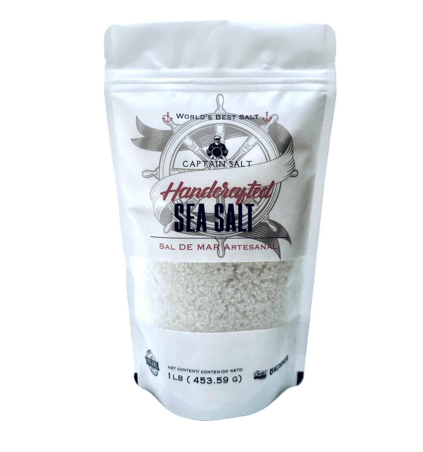 Organic Sea Salt, 82+ Minerals, Handcrafted, Real Colima Coarse Premium Sea Salt, Natural, Artisanal, Kosher, Additive Free, 1 Pound resealable Pouch