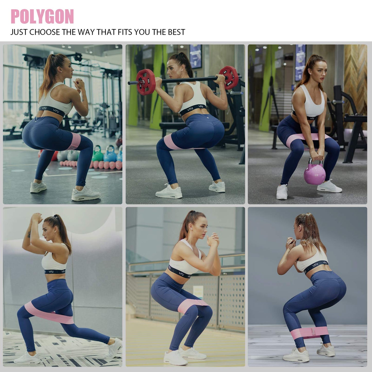 Polygon Resistance Exercise Bands, Polygon Fabric Non Slip Hip Bands for Squats, Legs, Butt, Thigh and Hip Workout, Thick Wide Fitness Loop for Men & Women. Workout Guide Included (Set of 3)