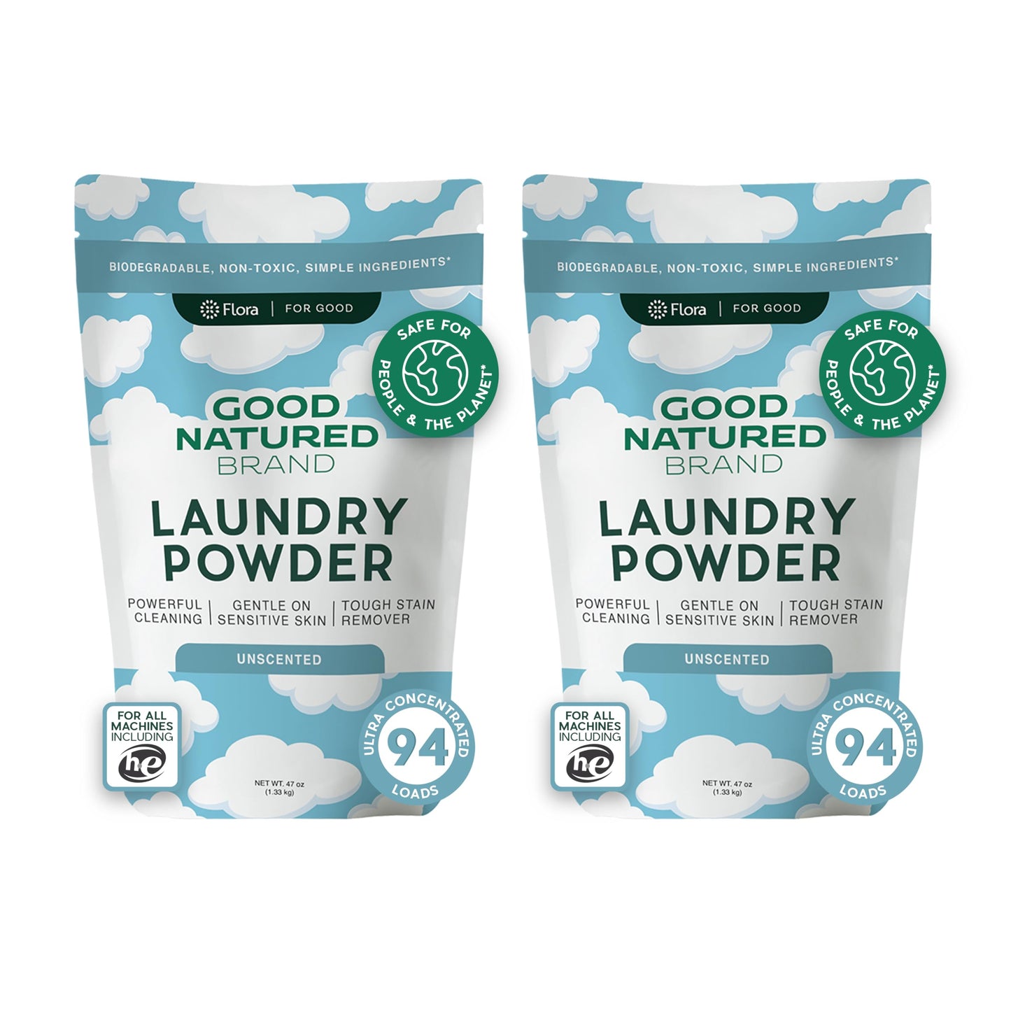 Natural Laundry Detergent Powder | Washing Soda for Laundry | Stain Remover | Hypoallergenic, Safe for Sensitive Skin | Eco-friendly | Unscented | 94 oz 188 Loads