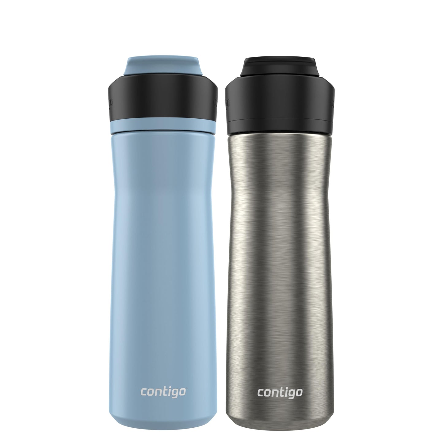 Contigo Ashland Chill 2.0 Water Bottle, 24 oz, 2-Pack, Glacier; Stainless steel w/Licorice