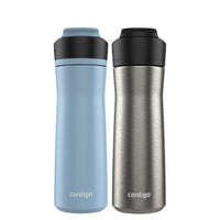 Contigo Ashland Chill 2.0 Water Bottle, 24 oz, 2-Pack, Glacier; Stainless steel w/Licorice