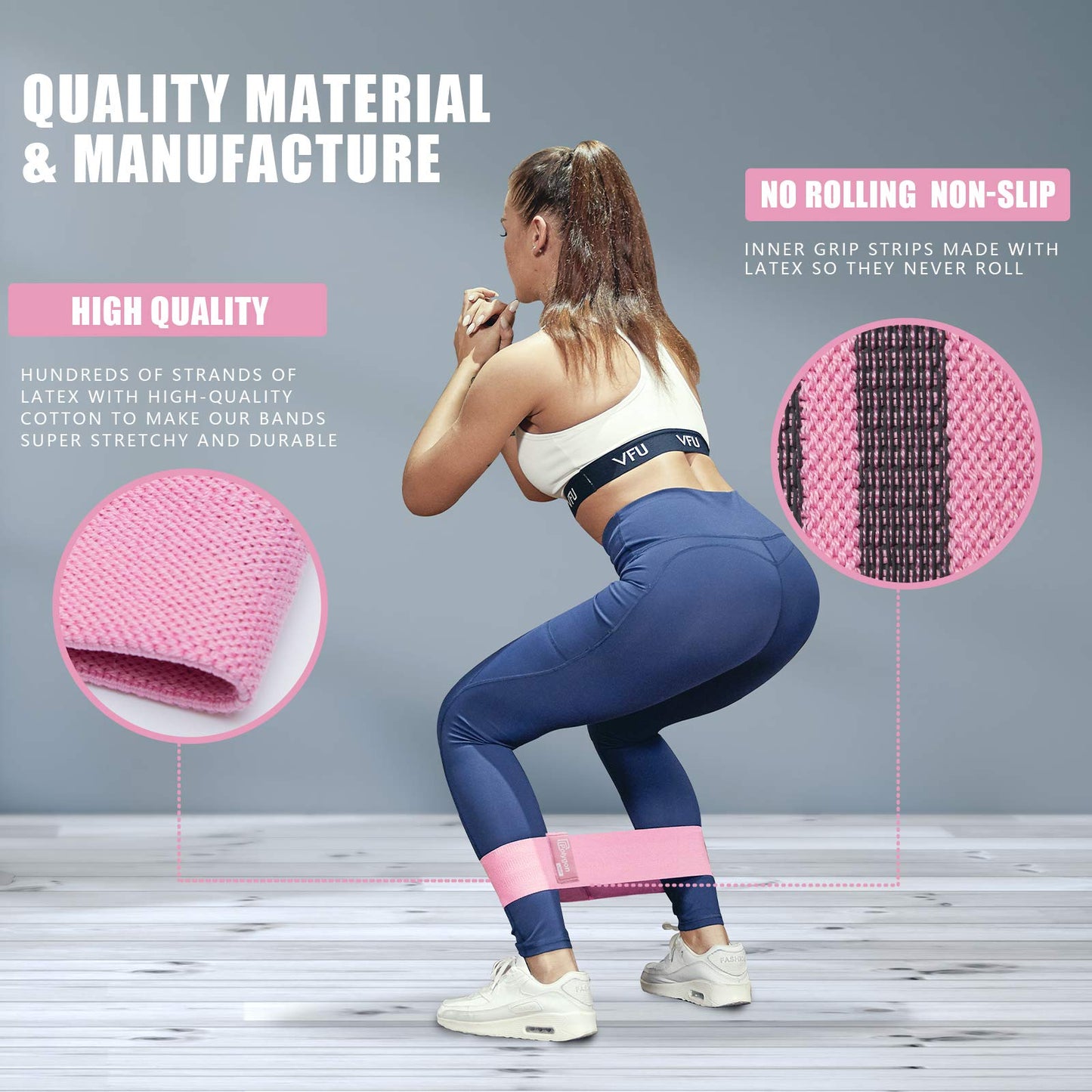 Polygon Resistance Exercise Bands, Polygon Fabric Non Slip Hip Bands for Squats, Legs, Butt, Thigh and Hip Workout, Thick Wide Fitness Loop for Men & Women. Workout Guide Included (Set of 3)