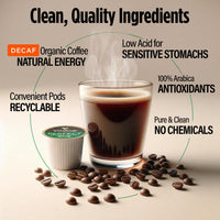 VitaCup Organic Perfect Dark Roast Decaf Coffee Pod for Pure & Clean Energy, Antioxidants, Low Acid, Guatemala Single Origin in Recyclable Single Serve Pod compatible w/Keurig K-Cup Brewers,16CT