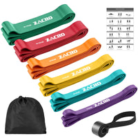 Zacro Resistance Bands Set - 6 Levels Pull Up Bands Set for Men and Women - Exercise Loop Bands with Door Anchor, Training Poster & Pouch for Workout Home Gym Exercise, Yoga, Pull Up Assistance Bands