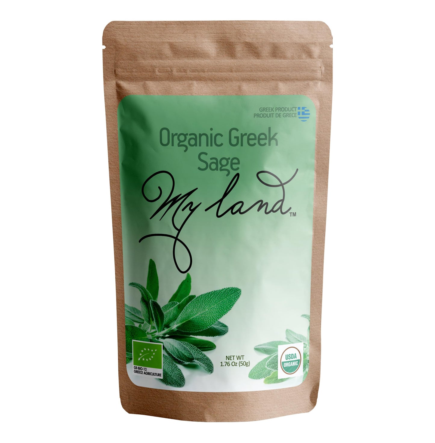 My Land Organic Sage Tea, Loose Leaf, 1.76oz (50g) – Dried Sage Leaves from Mt. Olympus, Greece – High Altitude Harvest from a Small Family Farm