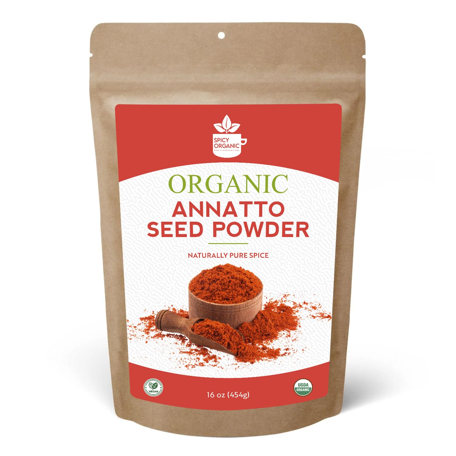 SPICY ORGANIC Annatto Powder 8 oz. – Certified USDA Organic - Ground Achiote Seed Spice for Seasoning and Cooking