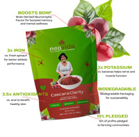 Neovida Cascara Clarity, Coffee Cherry Powder, All Natural Antioxidant Boost Powder Made from Coffee Cherries, Superfood Powder for Smoothies, Coffee Fruit Extract, Coffeeberry (10 Servings)