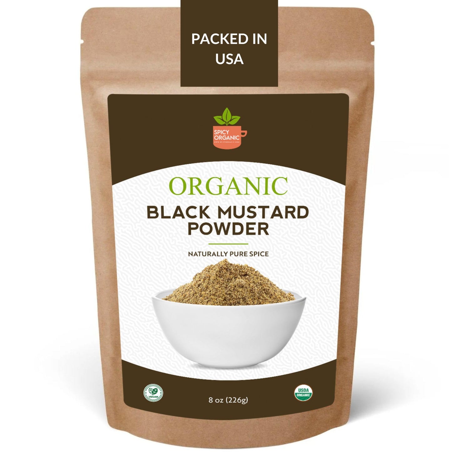 SPICY ORGANIC Black Mustard Powder – 16 oz - Finely Ground Mustard Seed for Rich Flavor - Ideal Dry Spice for Cooking & Seasoning - 100% USDA Certified Organic and Non-GMO