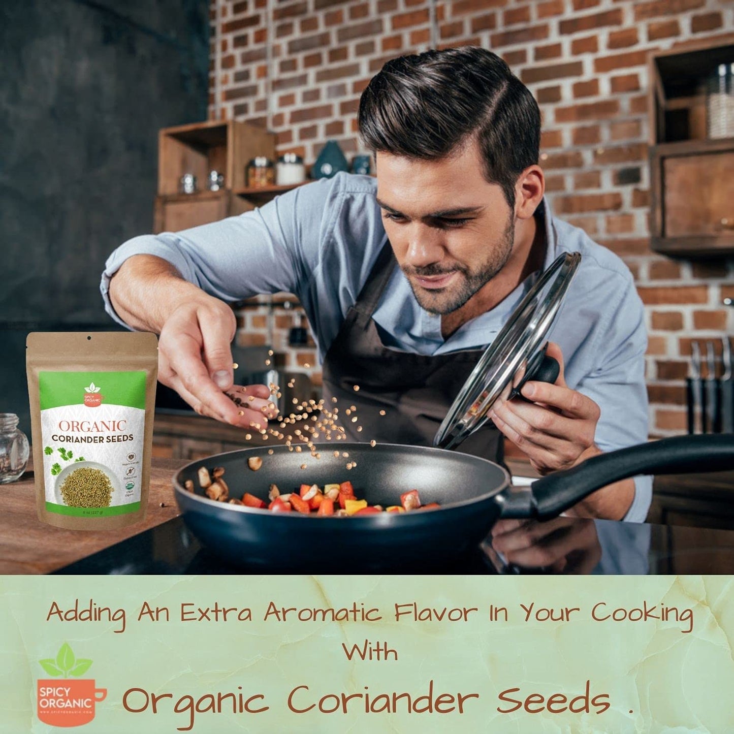 SPICY ORGANIC Whole Coriander Seeds - 16 OZ - Ideal for Cooking, Grinding into Powder & Planting - Aromatic Coriander Seed Spice - USDA Organic Certified - Non- GMO – Gluten Free