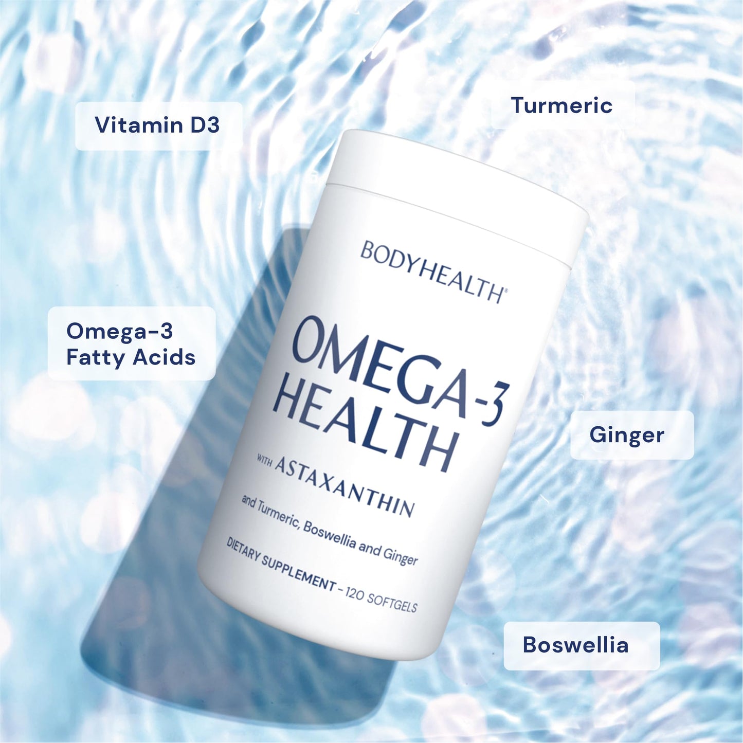 BodyHealth Omega 3 Health (120 Soft Gels), Fish Oil Supplement, Heart Health, Brain Health, Fish Oil Pills, Omega 3 Fatty Acid Supplements, Omega 3 Fish Oil Vitamins, 2 Month Supply