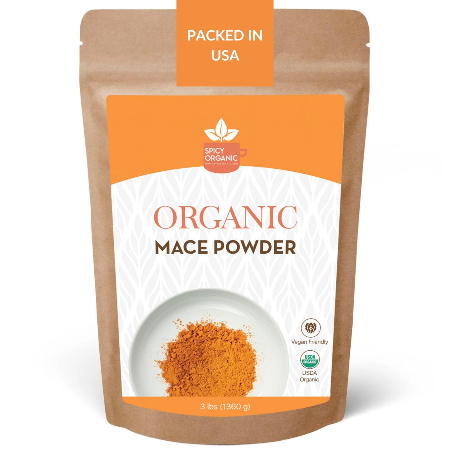 SPICY ORGANIC Ground Mace 3 lbs. - Exquisite Mace Spice Powder for Cooking, Baking, Sauces, Soups, Beverages and Savory Dishes– Certified USDA Organic, Non-GMO and Kosher. Comes in a Resealable Pouch