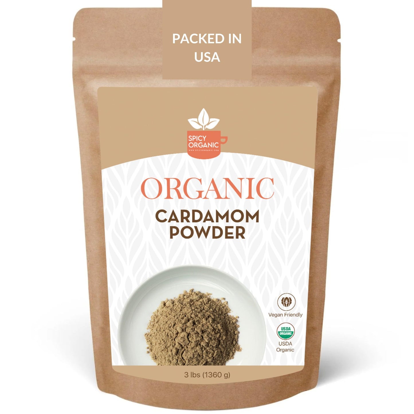 SPICY ORGANIC Ground Cardamom 3 lbs. – Fresh and Aromatic Cardamom Seed Powder for Cooking, Baking, Seasoning, and Tea - USDA Certified Organic, Kosher, and Non-GMO