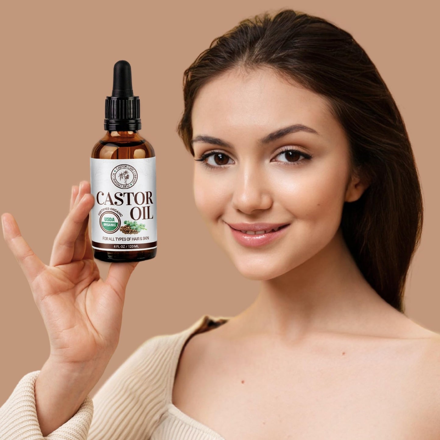 BodyJ4You Organic Castor Oil for Hair Growth: Natural Serum for Eyelashes and Eyebrows