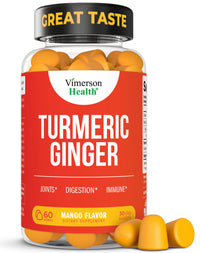 Turmeric Supplement and Ginger Root Gummies Joint Support Supplement - Turmeric Curcumin Supplement 95% Curcuminoids. Tumeric Curcumin C3 Complex for Max Absorption. 60 Mango Flavor Turmeric Gummies