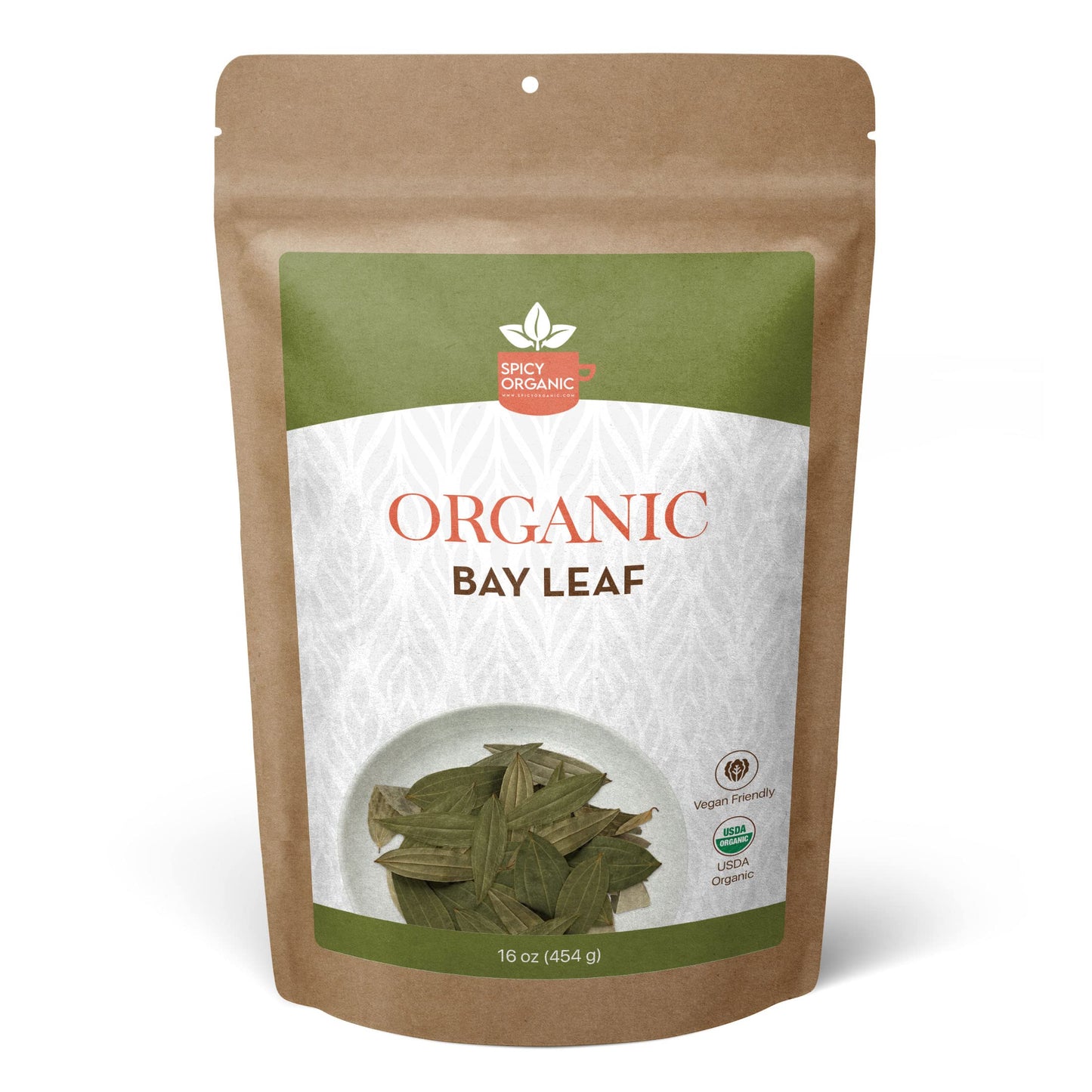 SPICY ORGANIC Bay Leaf (Indian Tej Patta)- 100% Pure USDA Organic - Non-GMO, Gluten-Free - Comes in a Resealable Pack - Non-Irradiated Naturally Dried Whole Leaves- 228 Servings Per Container, 16 Oz (454 grams)