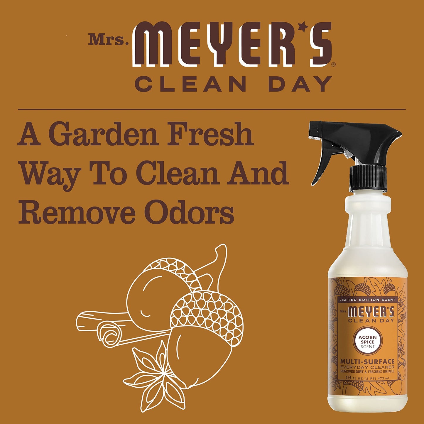 MRS. MEYER'S CLEAN DAY MRS. MEYER'S CLEAN DAY All-Purpose Cleaner Spray, Limited Edition Acorn Spice, 16 fl. oz - Pack of 3 3.81 pounds